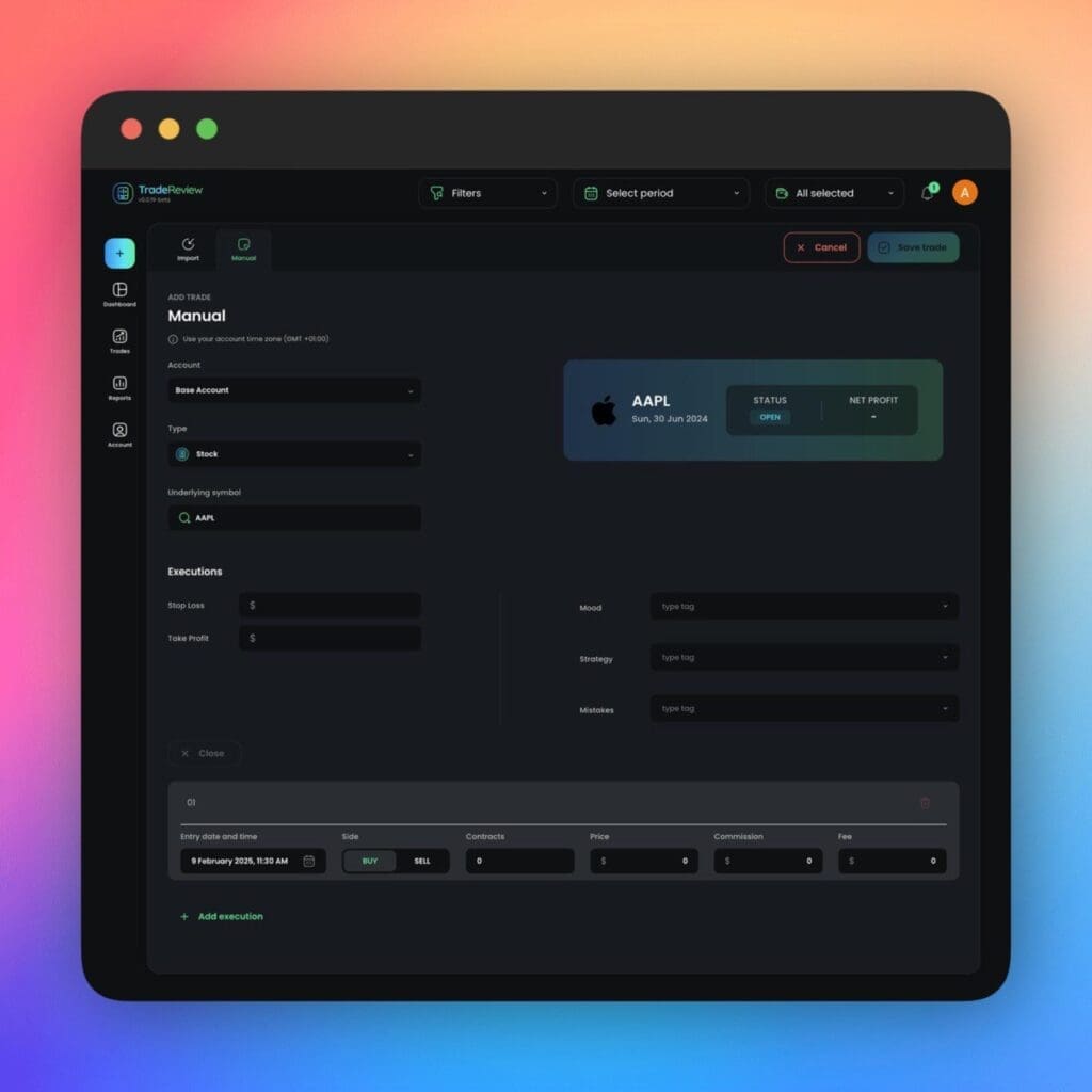 TradeReview - add trades